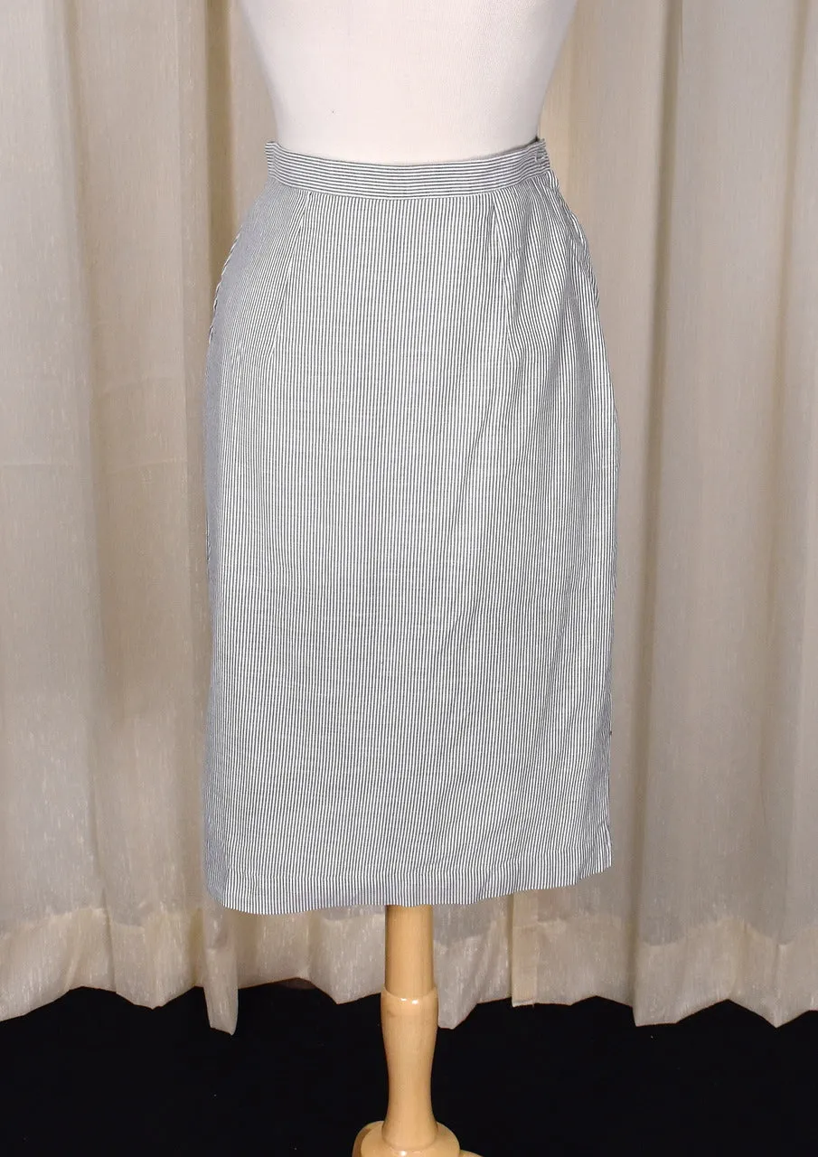 1950s Gray Striped Skirt Suit