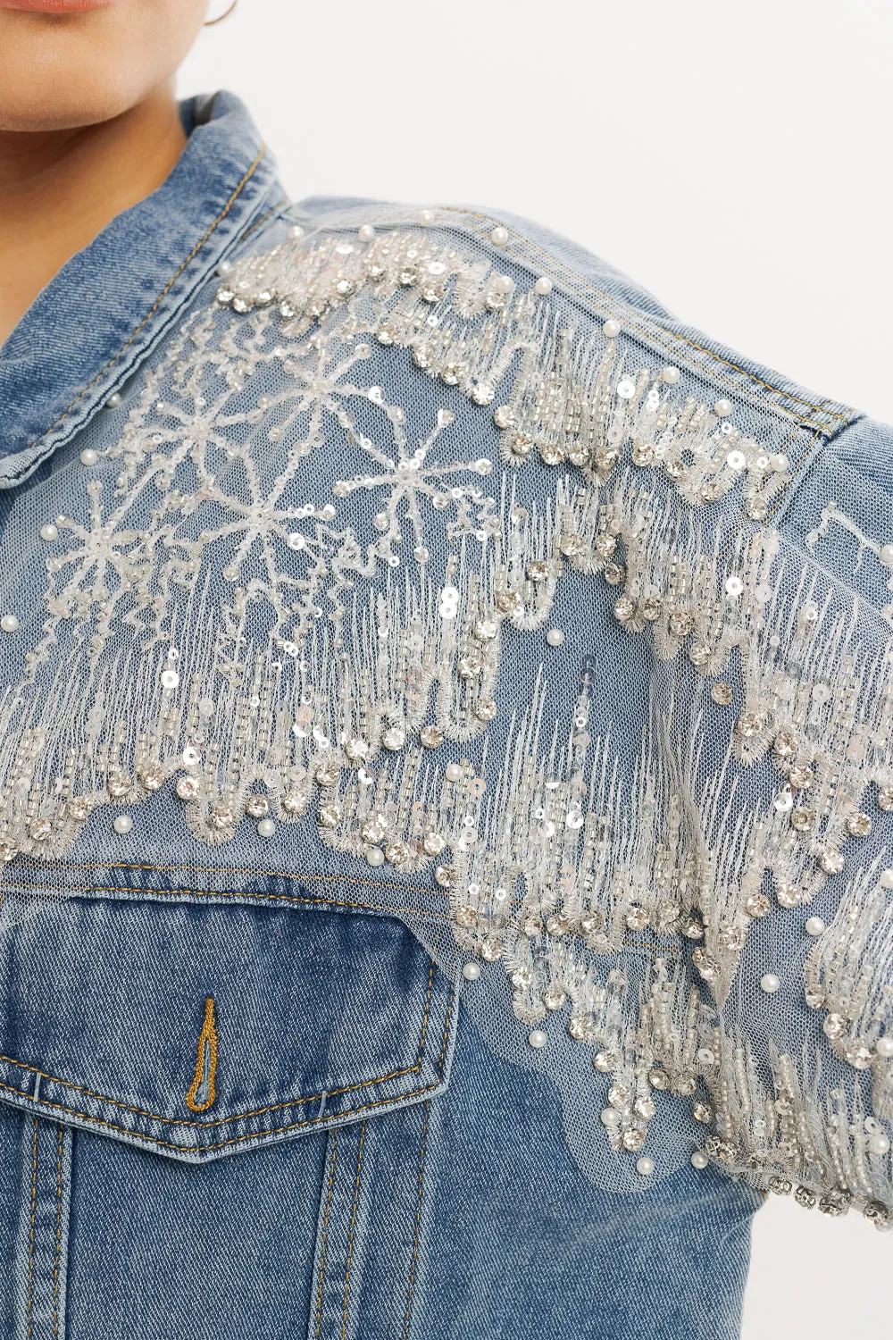 70's Lace Top Denim Jacket