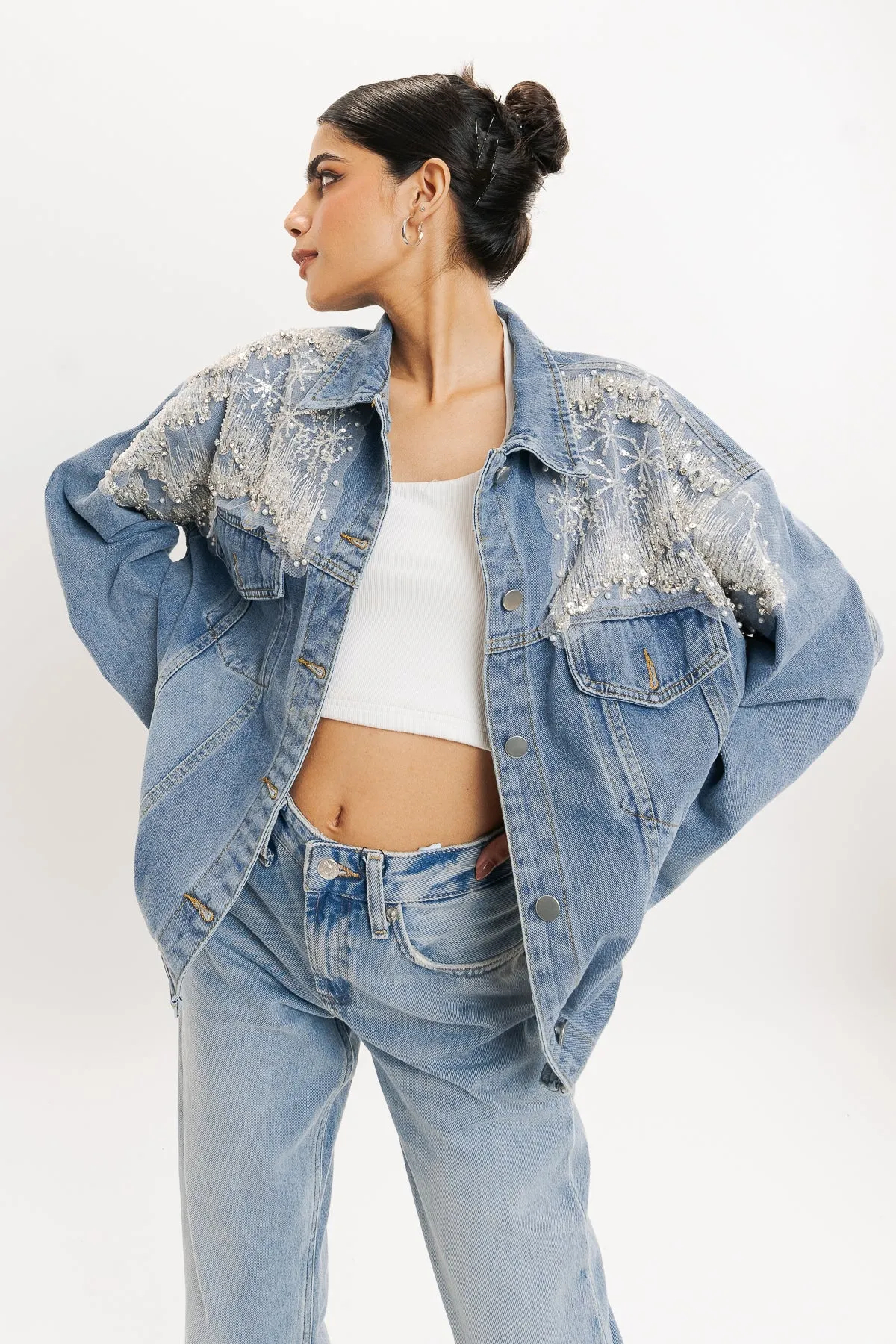 70's Lace Top Denim Jacket