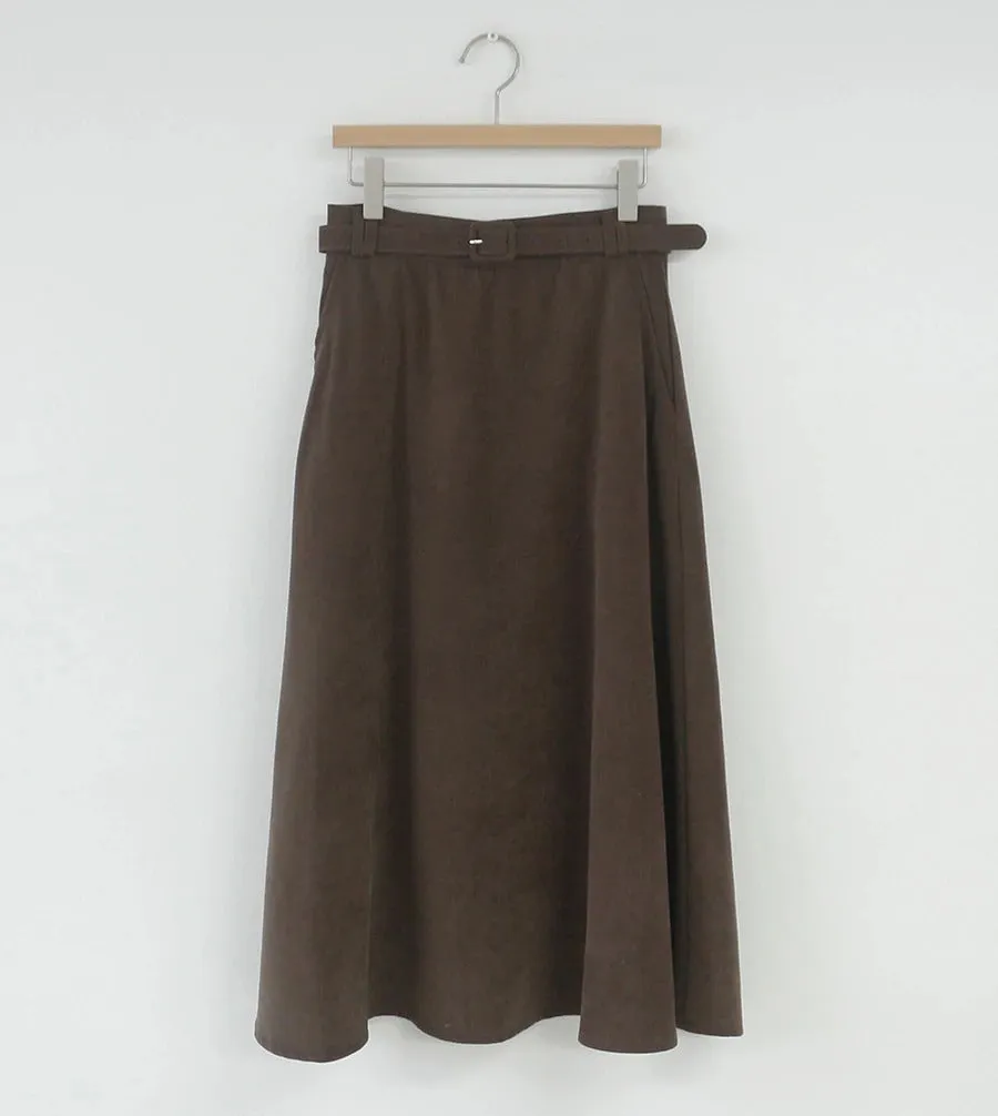 A Line solid Pleated Knee Length Suede Skirt   Vintage Plaid Long Sleeve