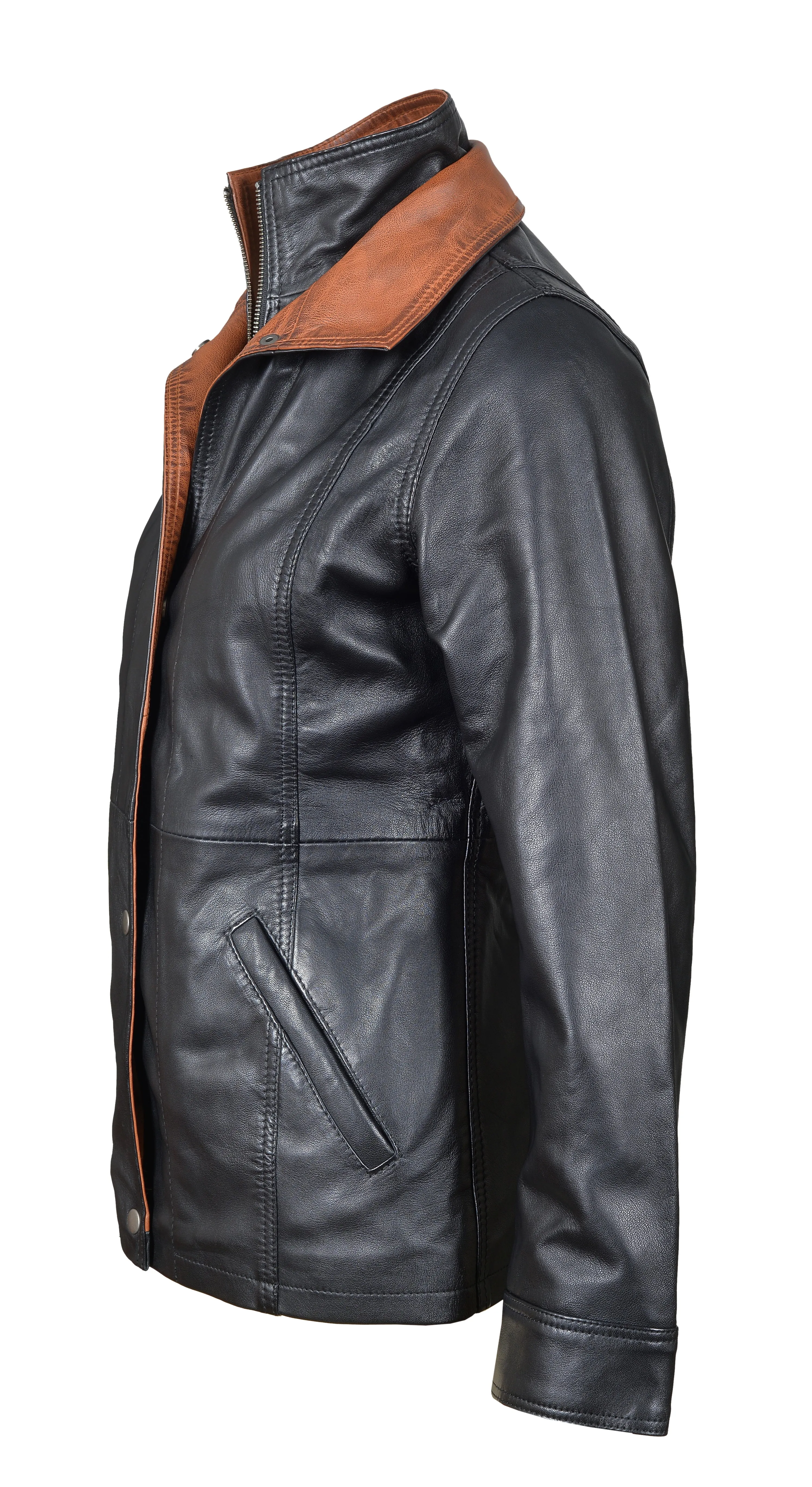 Adeline Black Leather Car Coat