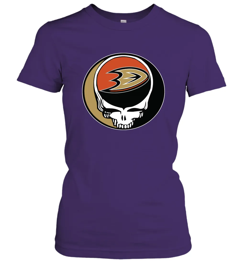 Anaheim Ducks Grateful Dead Steal Your Face Hockey NHL Womens T-Shirt