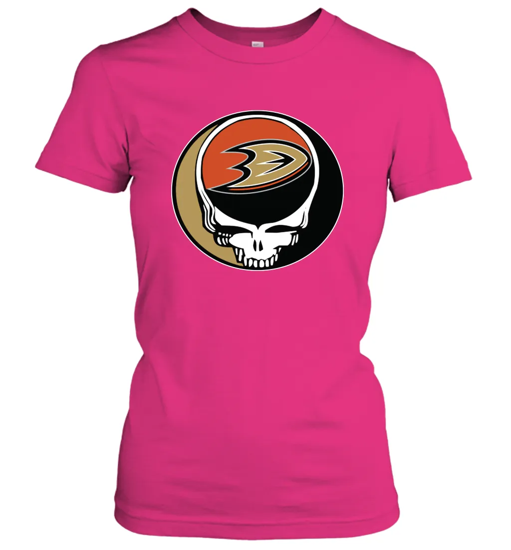 Anaheim Ducks Grateful Dead Steal Your Face Hockey NHL Womens T-Shirt