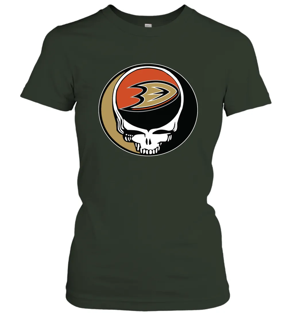 Anaheim Ducks Grateful Dead Steal Your Face Hockey NHL Womens T-Shirt