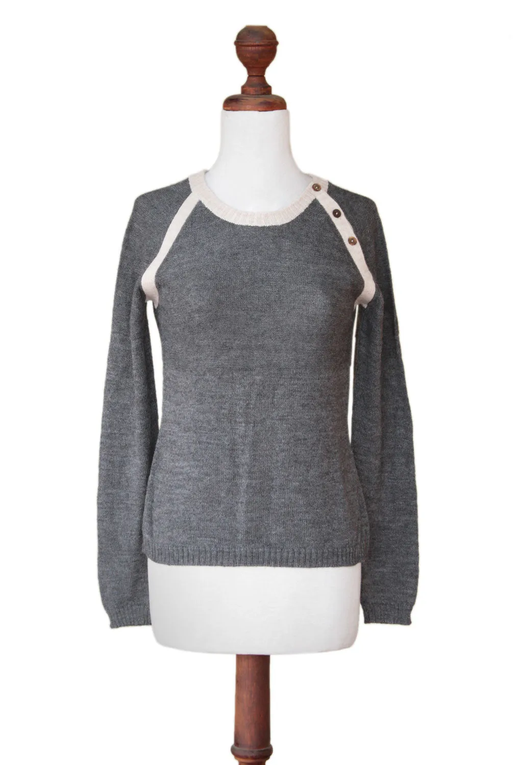 Andean Gray Alpaca Wool Fashion Pullover Sweater