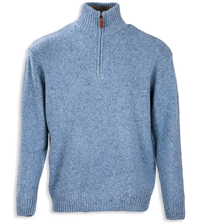 Aran Wool Zip Neck Sweater