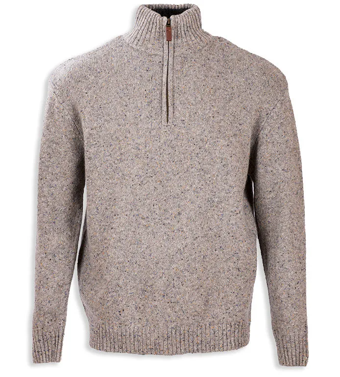 Aran Wool Zip Neck Sweater