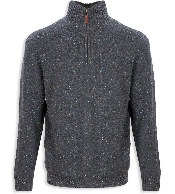 Aran Wool Zip Neck Sweater