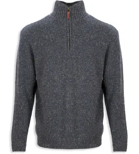 Aran Wool Zip Neck Sweater