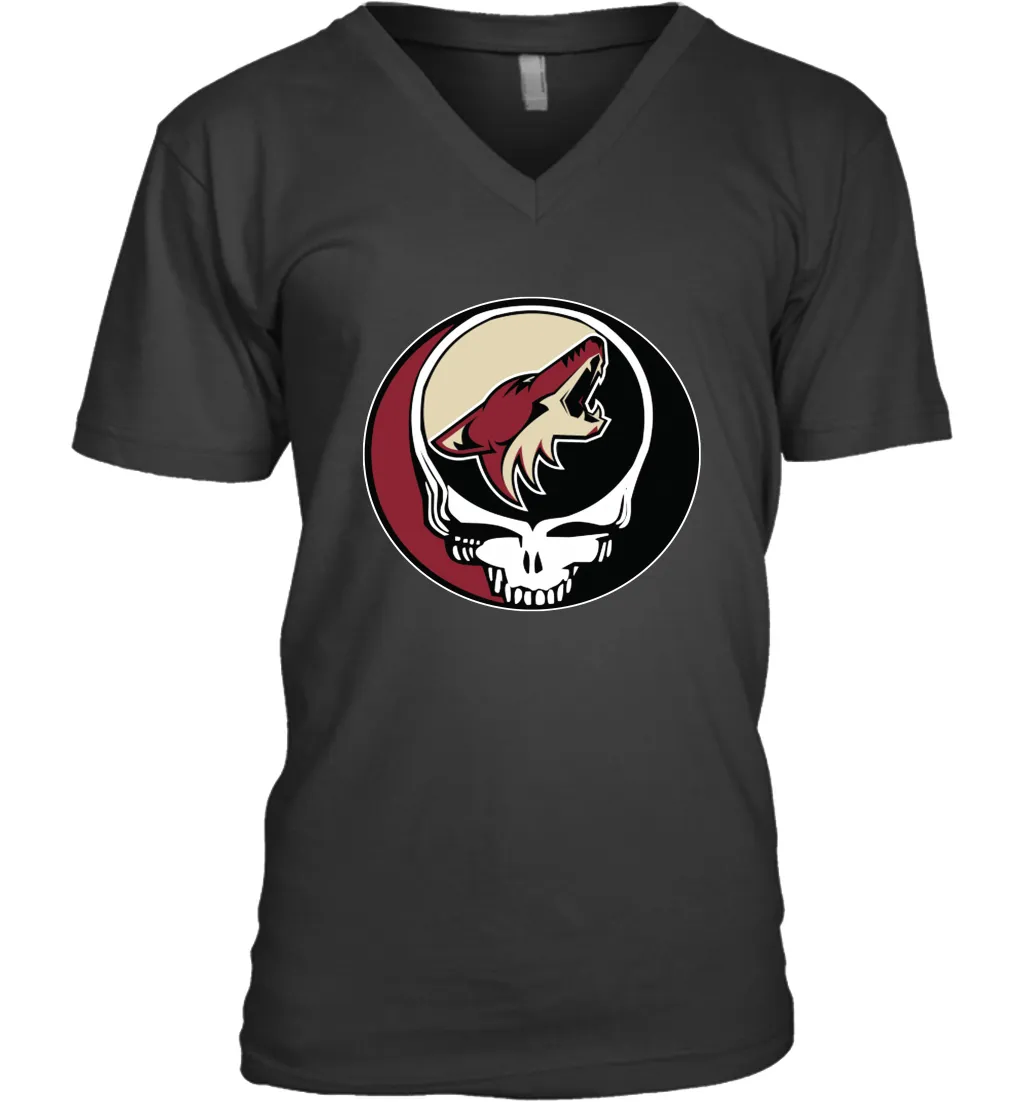 Arizona Coyotes Grateful Dead Steal Your Face Hockey NHL Mens V-Neck T-Shirt