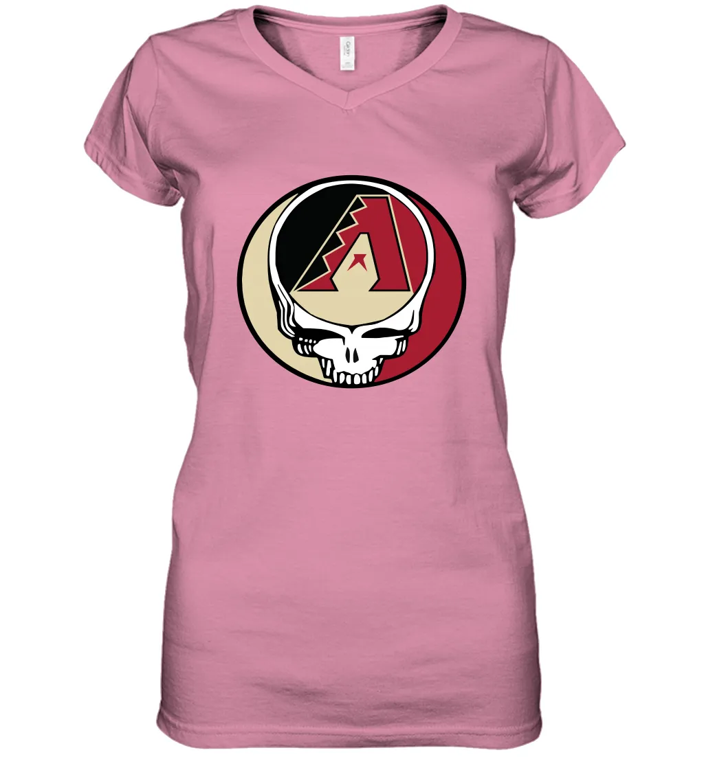 Arizona Diamondbacks Grateful Dead Steal Your Face Baseball Womens V-Neck T-Shirt