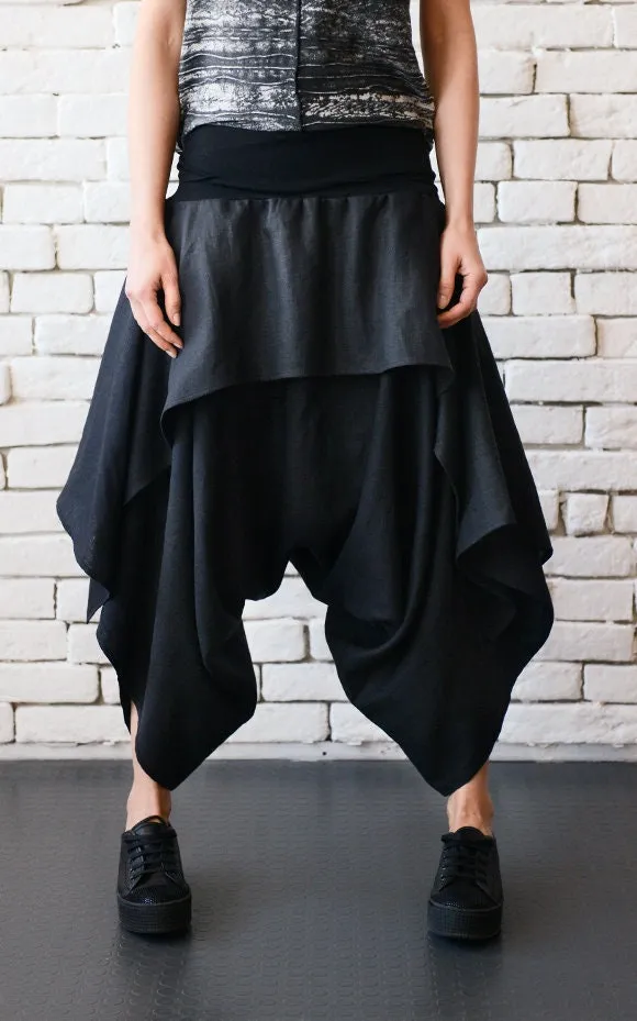 Asymmetric Skirt Pants