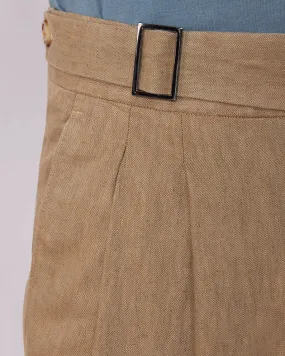 Aura Cotton Linen Neapolitan Pants - Khaki