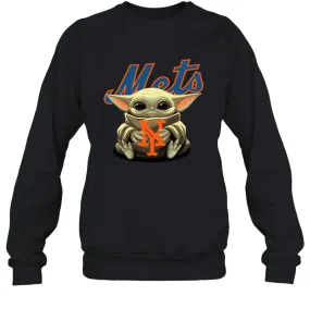 Baby Yoda Hugs Loves The New York Mets Baseball Adult Sweatshirt