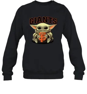 Baby Yoda Hugs Loves The San Francisco GiantsBaseball Adult Sweatshirt