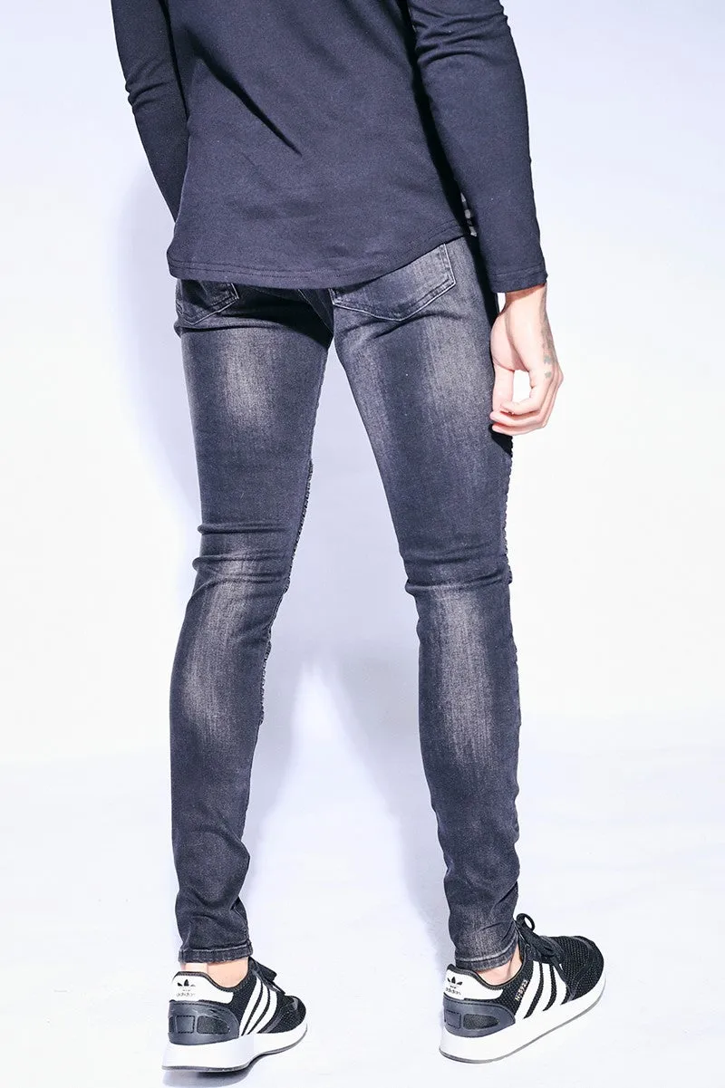 Biker Jeans Skinny Fit - Washed Black