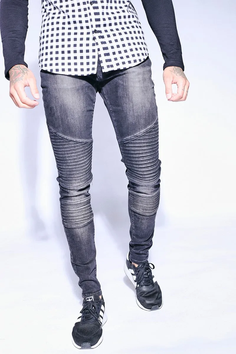 Biker Jeans Skinny Fit - Washed Black