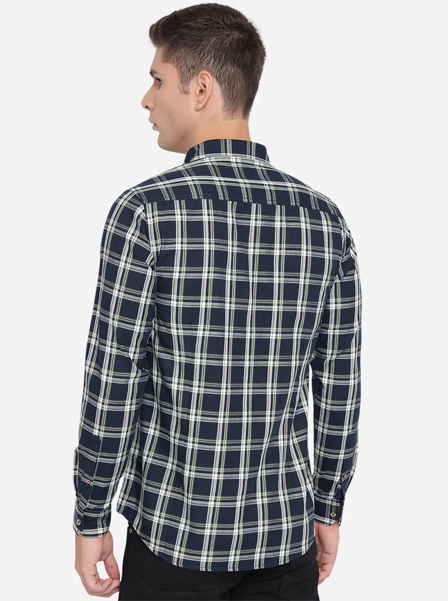 Black Checked Slim Fit Semi Casual Shirt | JadeBlue