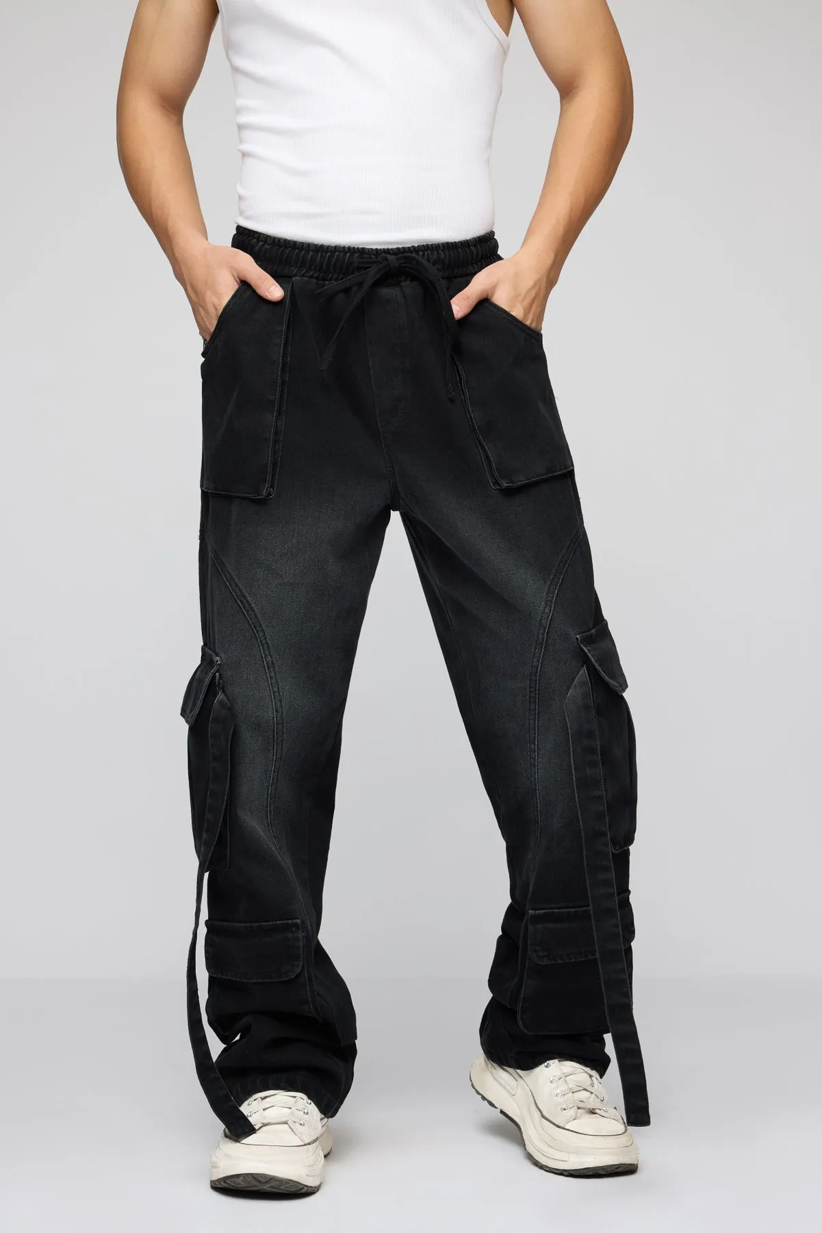 Black Lava Men's Baggy Cargo Jeans