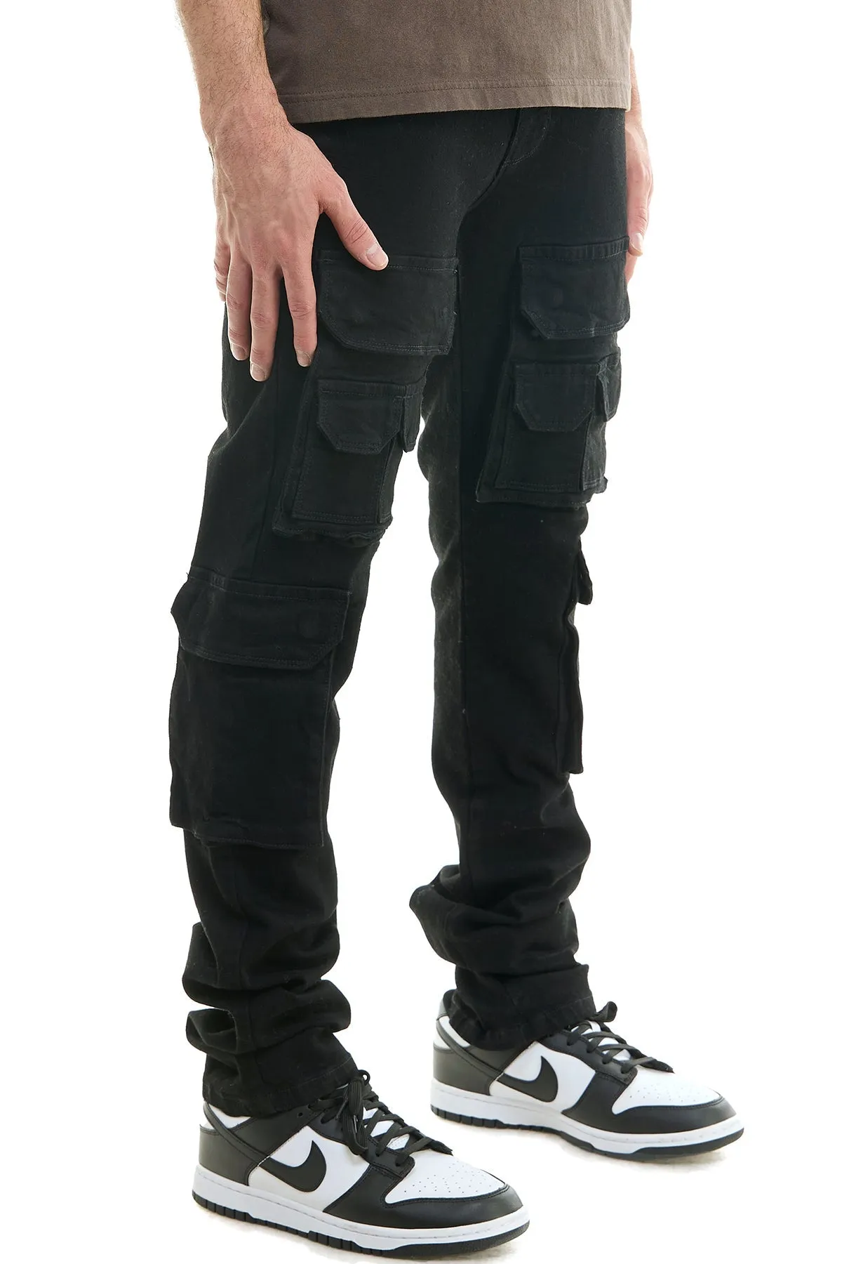 Black Men's Stacked Jeans