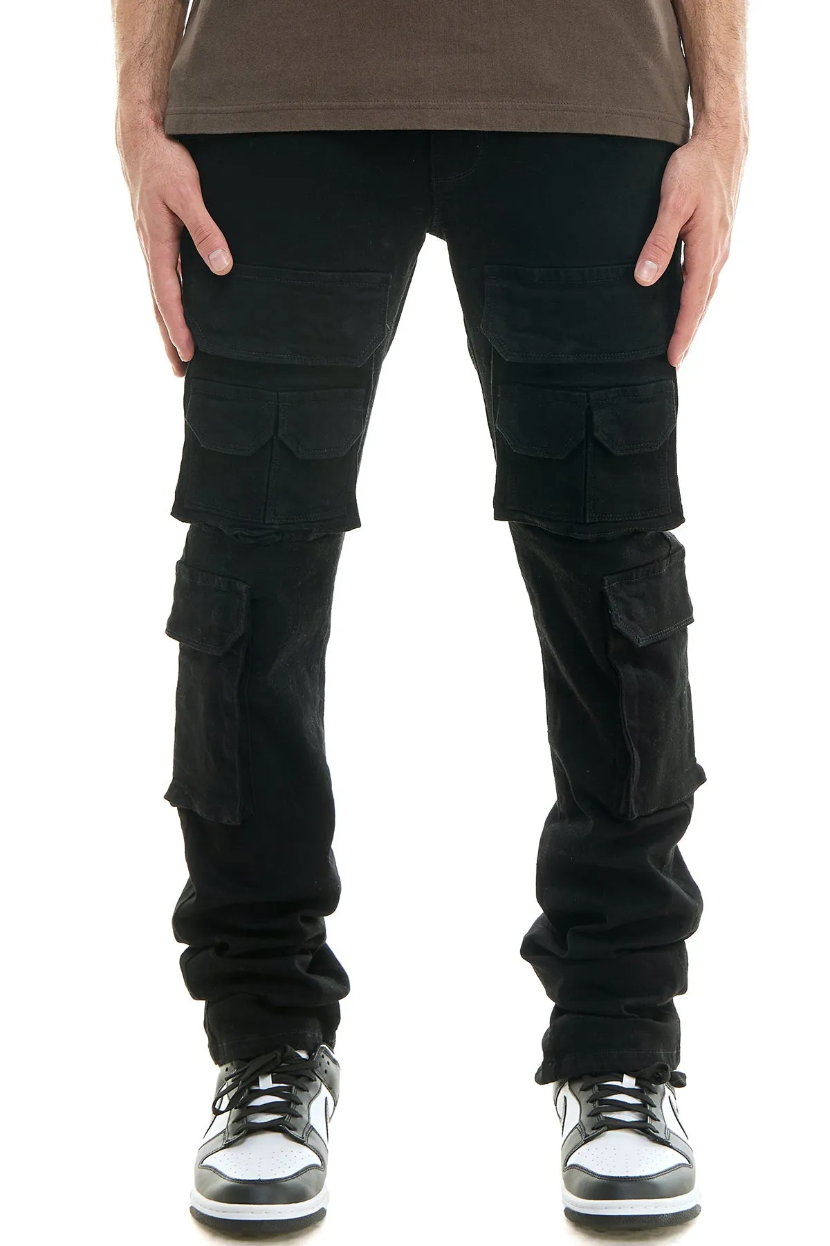 Black Men's Stacked Jeans