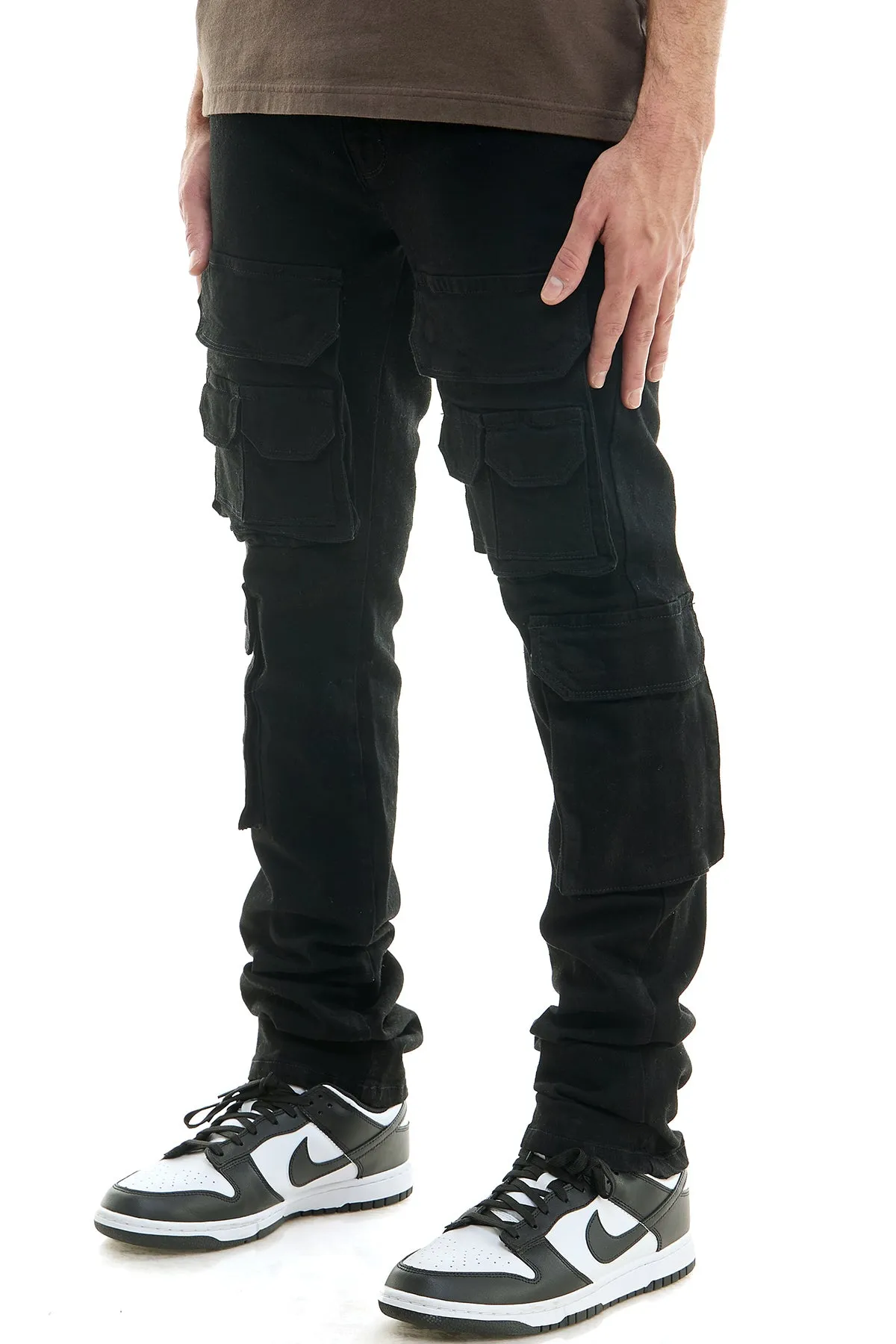 Black Men's Stacked Jeans