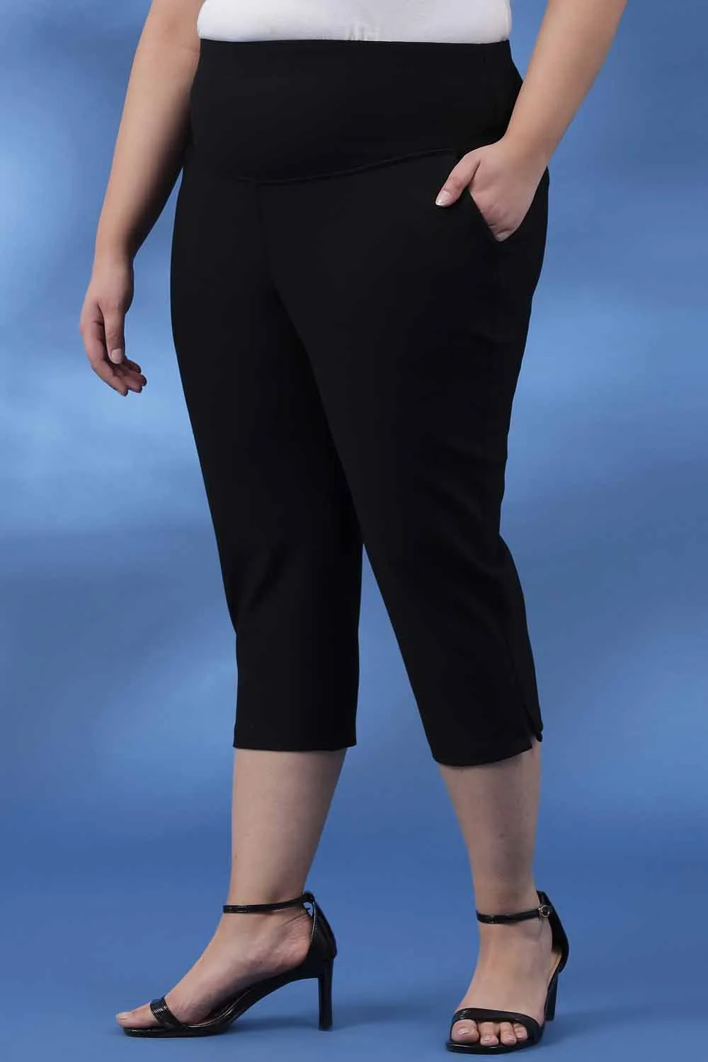 Black New Fit Tummy Tucker Crop Pants