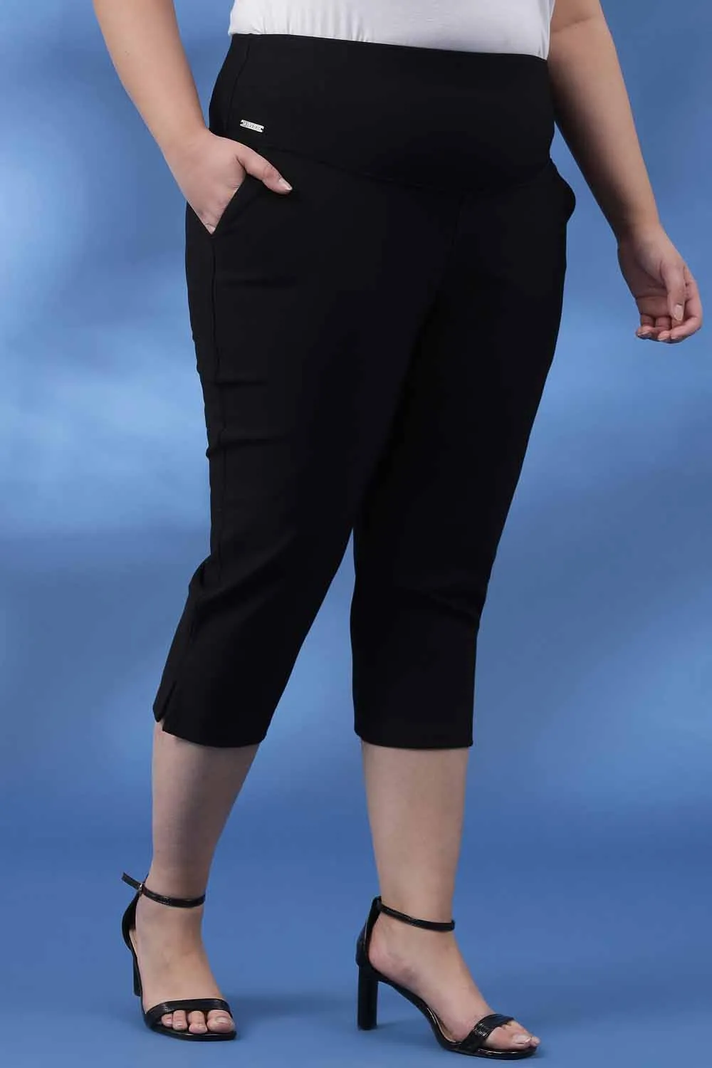 Black New Fit Tummy Tucker Crop Pants