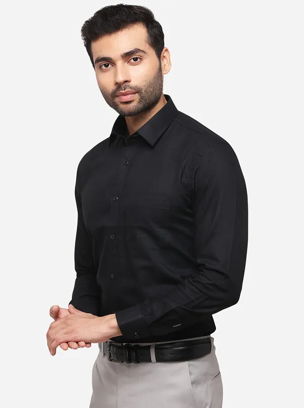 Black Printed Slim Fit Formal Shirt | Greenfibre