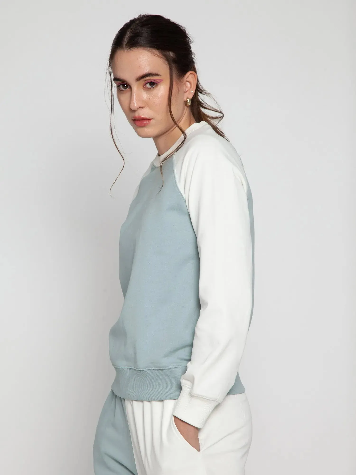 Blue   Cream Split Sweatshirt