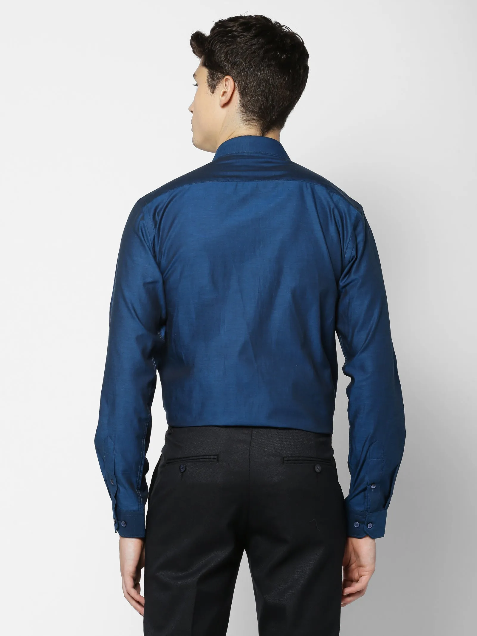 Blue Solid Formal Shirt