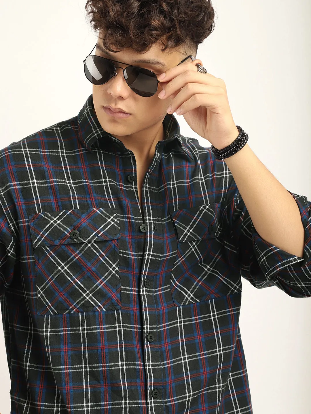 Brushd Checkerd Blue Full Sleeve Shirt