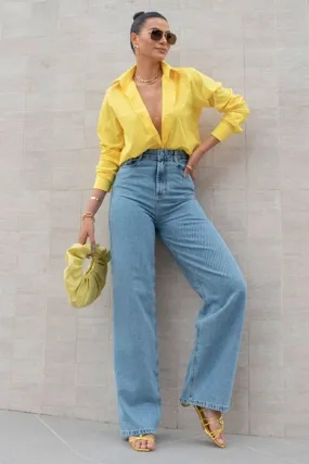 Calça Wide Leg Pantalona Jeans