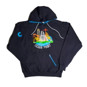 Cedar Point Skyline Hooded Zipper Pocket Sweatshirt