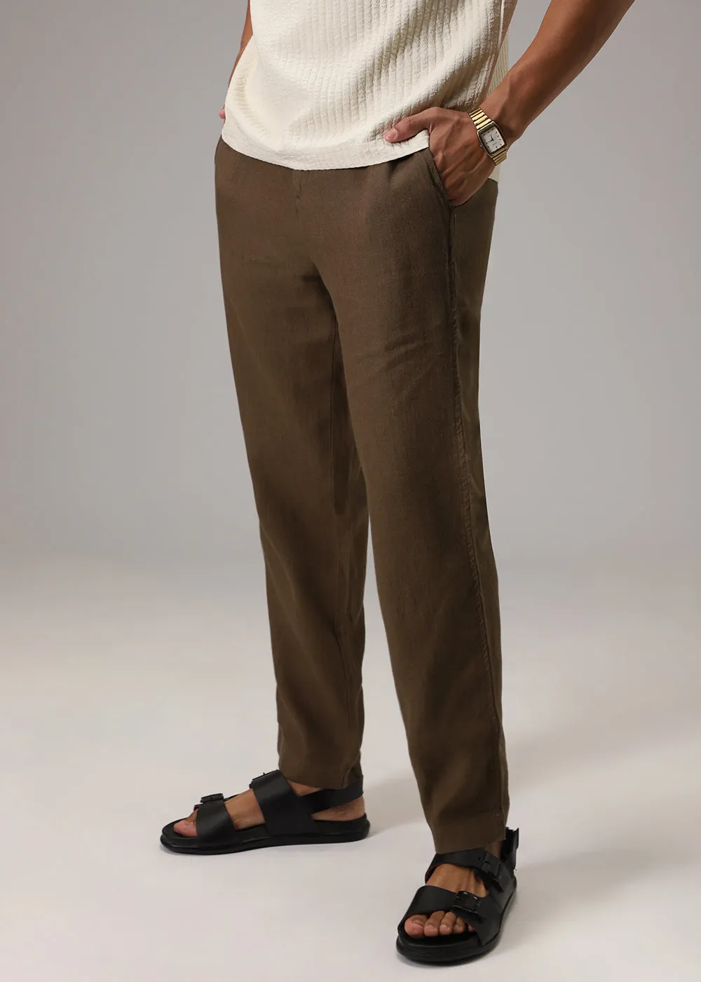 Chestnut Brown Linen Pant