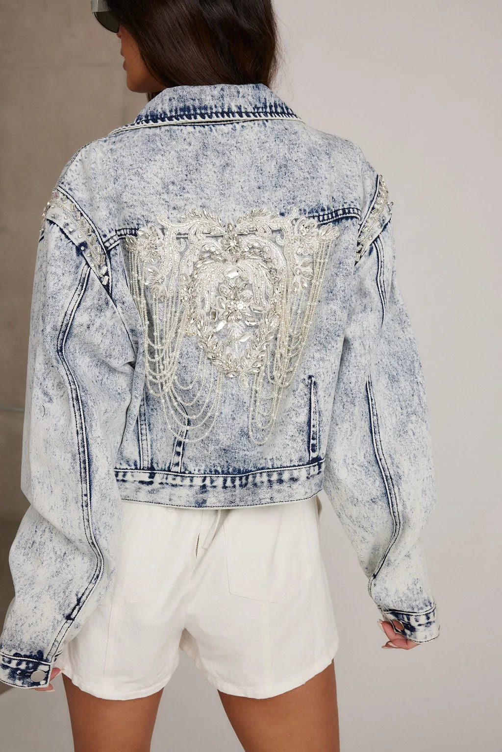 Chevall Rhinestone Embellished Denim Jacket