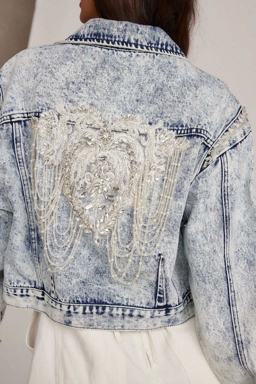 Chevall Rhinestone Embellished Denim Jacket