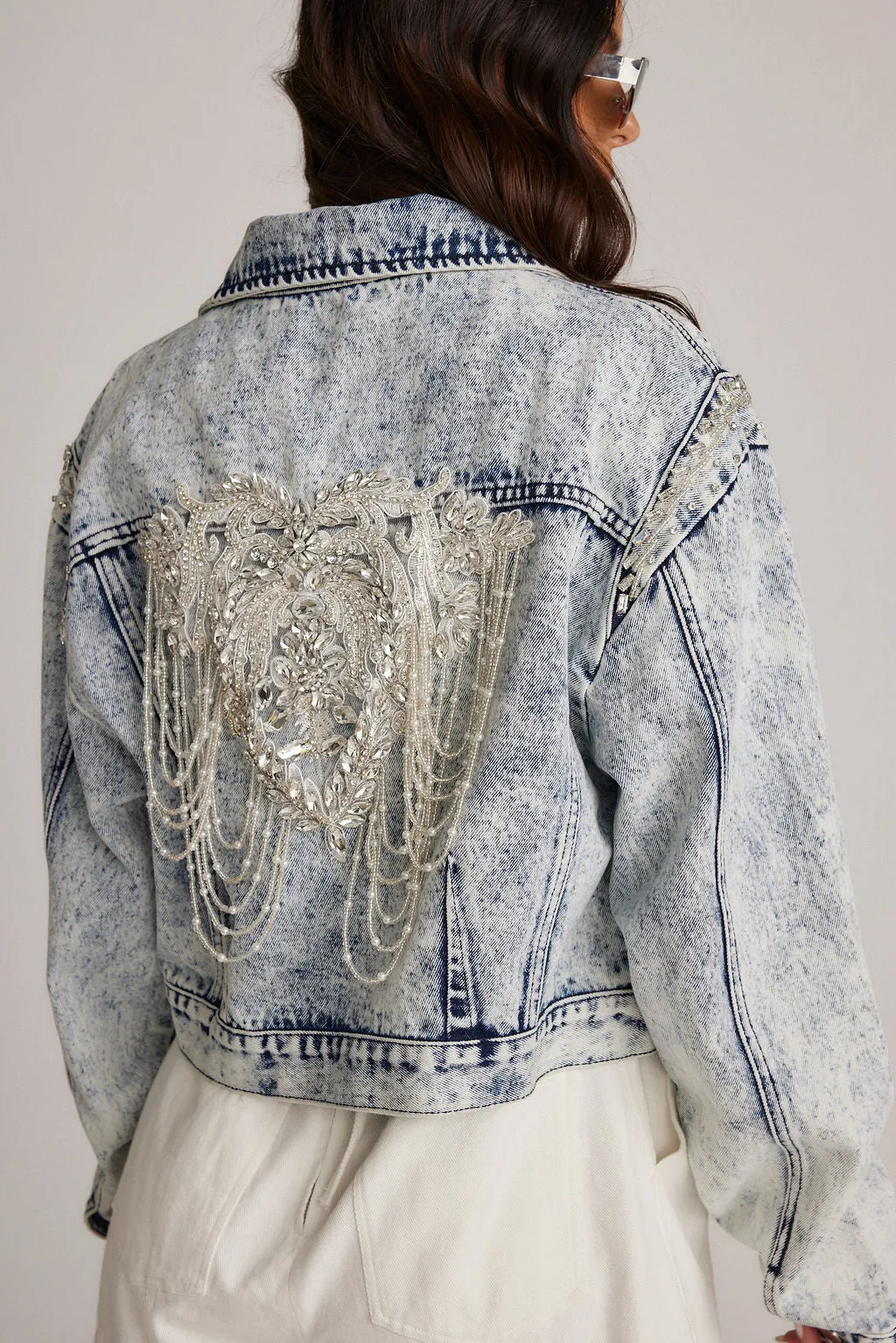 Chevall Rhinestone Embellished Denim Jacket