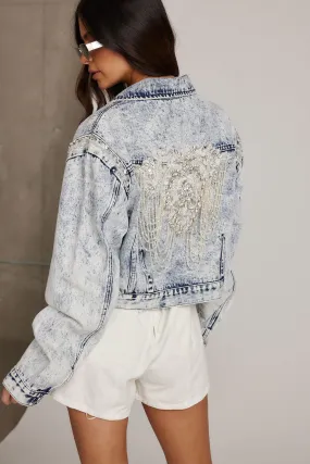 Chevall Rhinestone Embellished Denim Jacket