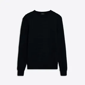 Crew Neck Jacquard Wave Sweater