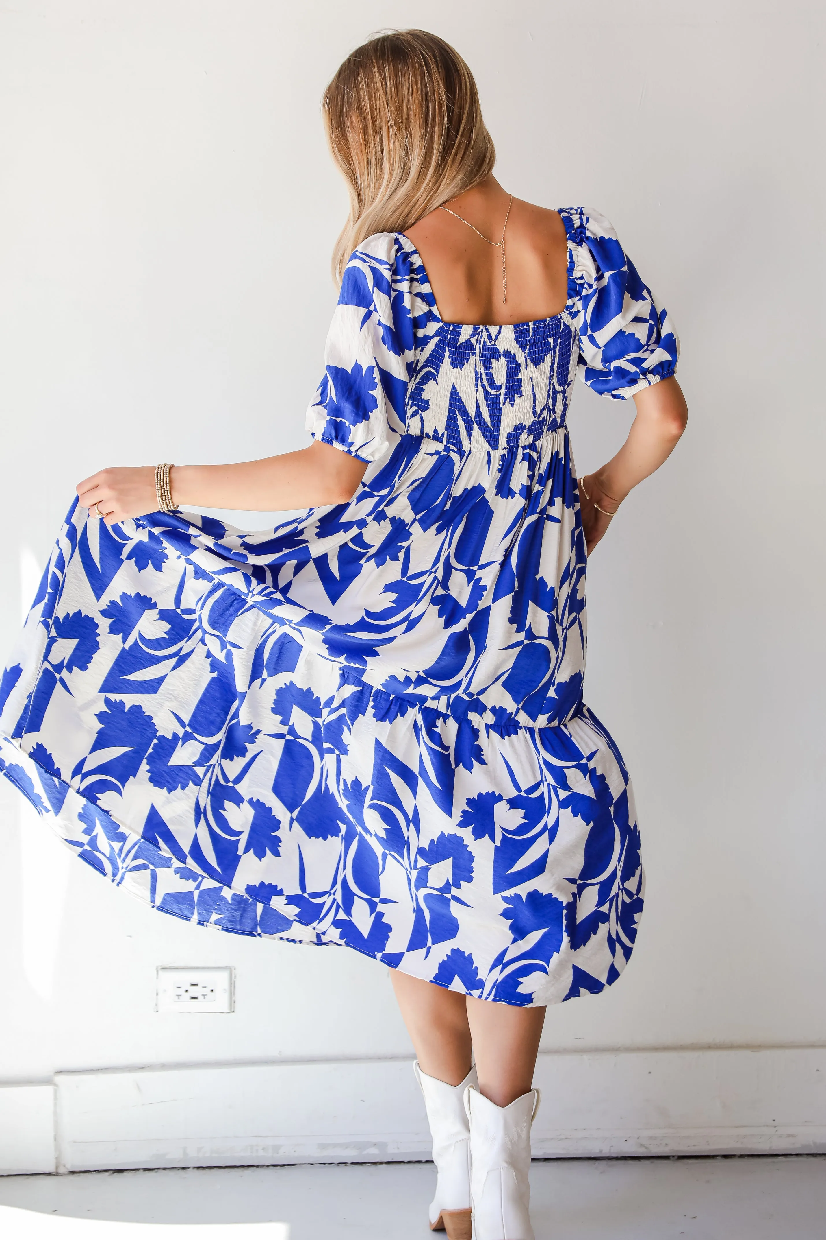 Darling Essential Royal Blue Floral Midi Dress