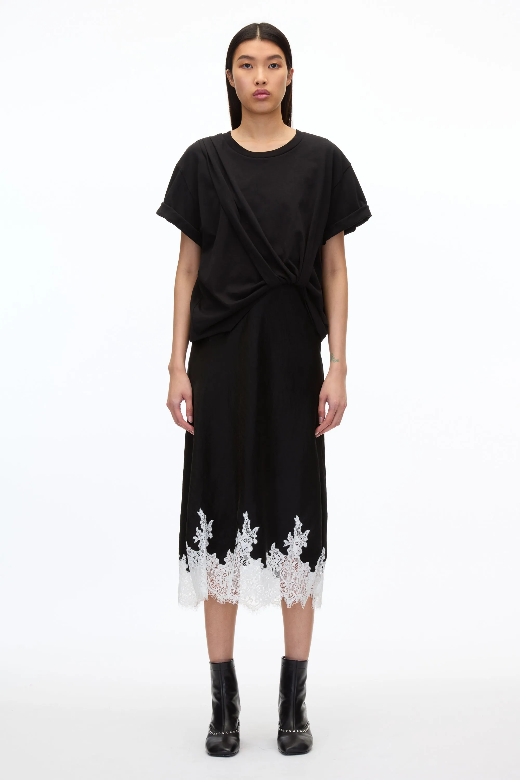 Draped T-Shirt Slip Combo Dress