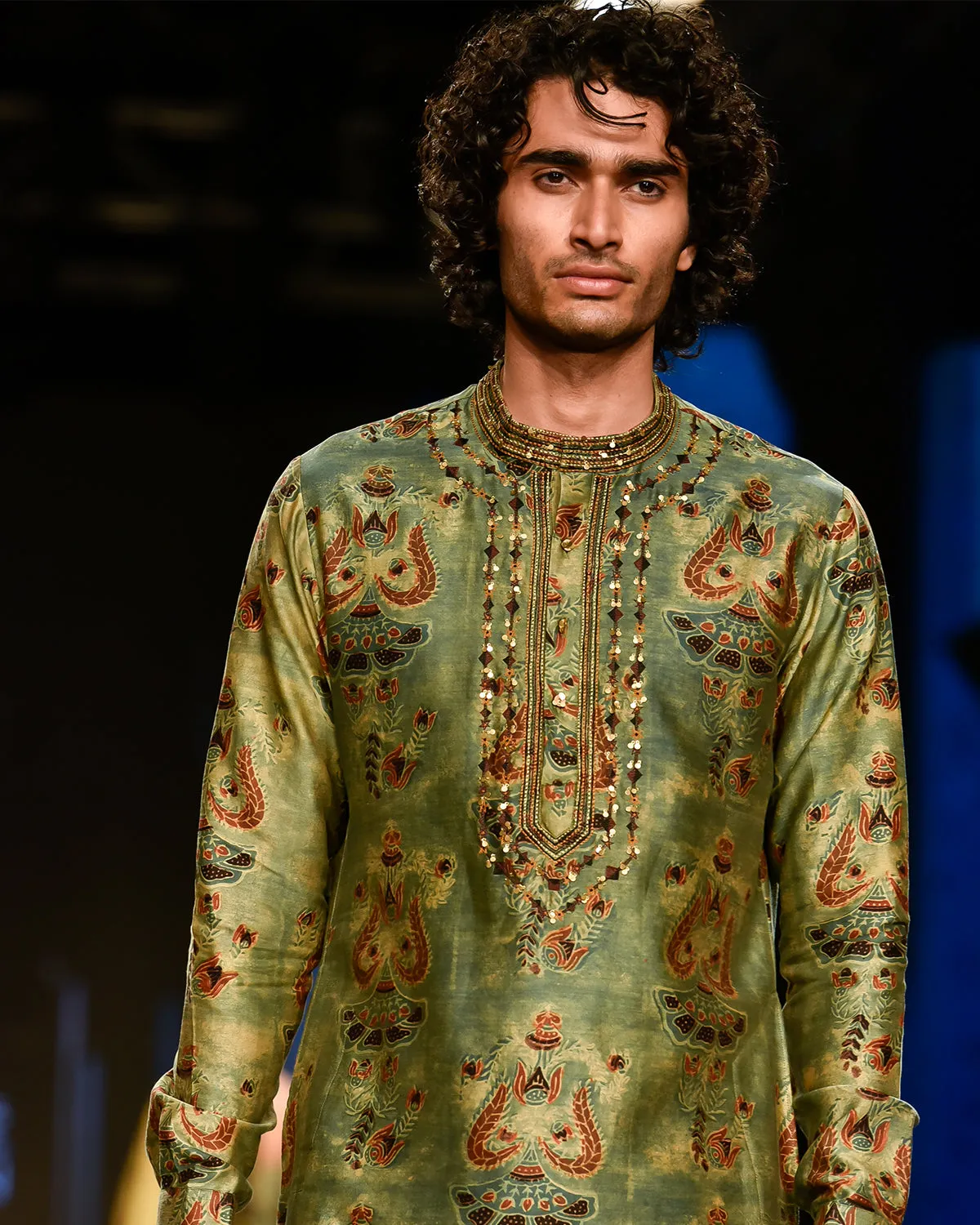 Dry Heena Green Printed Kurta With Churidar