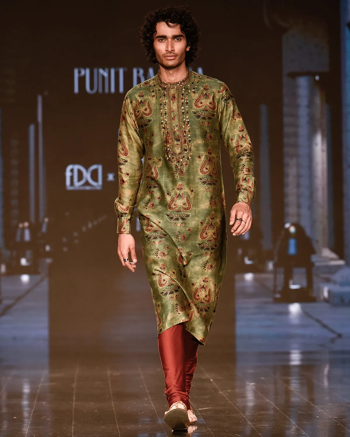 Dry Heena Green Printed Kurta With Churidar