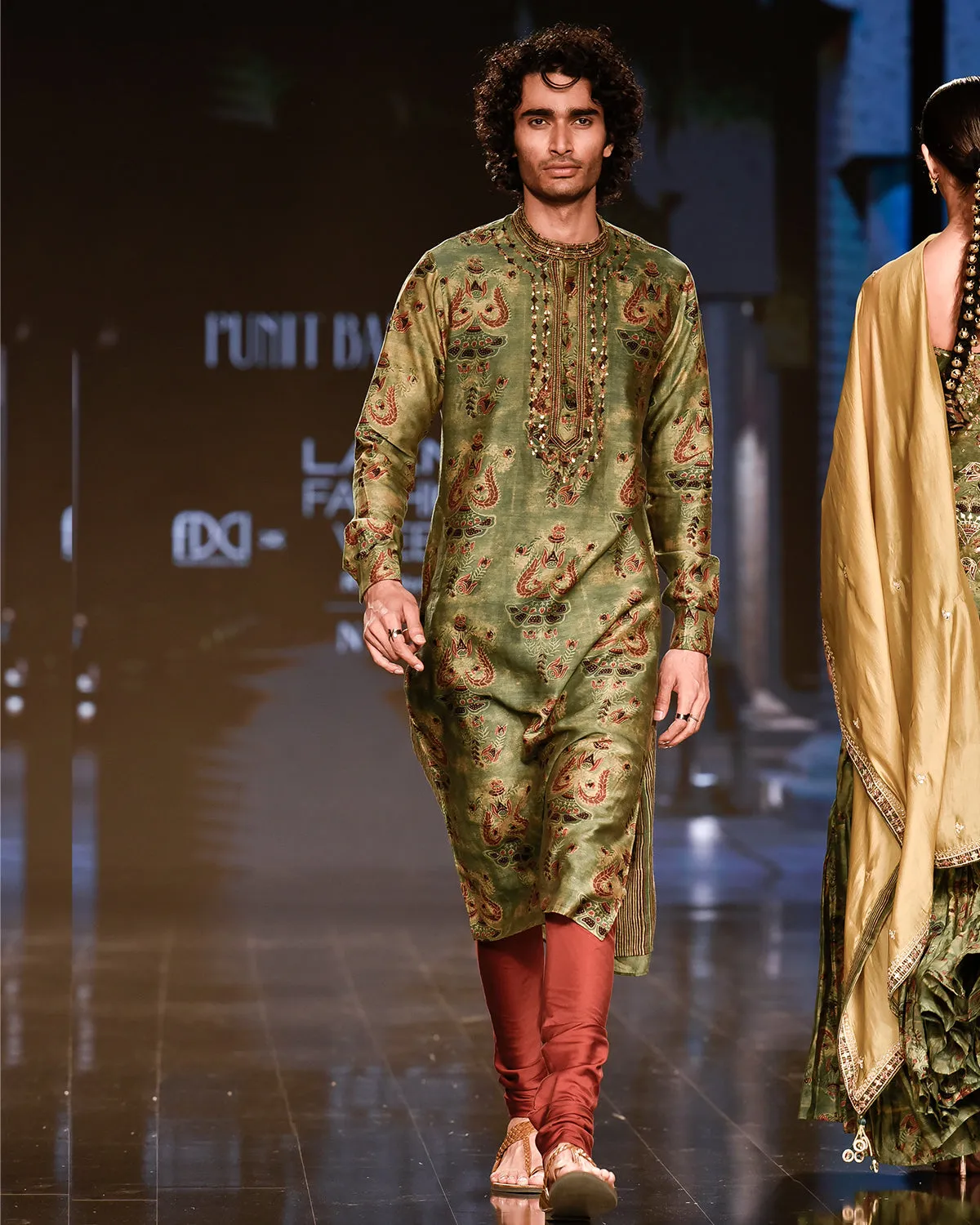 Dry Heena Green Printed Kurta With Churidar