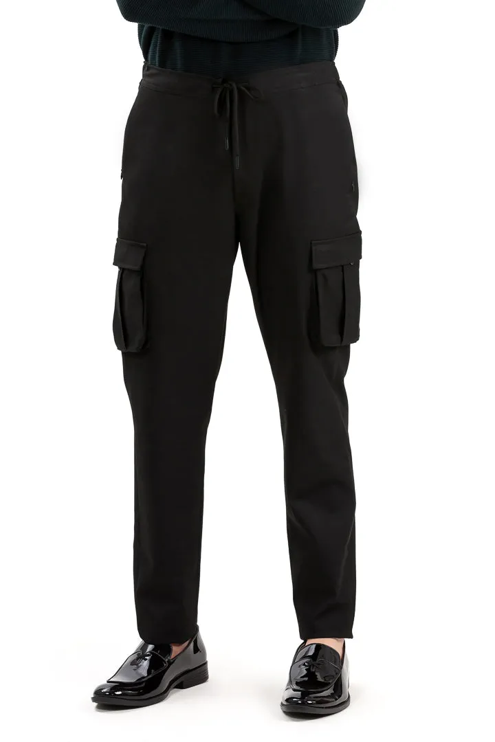 Ebony Black Stretch Cargo Pants