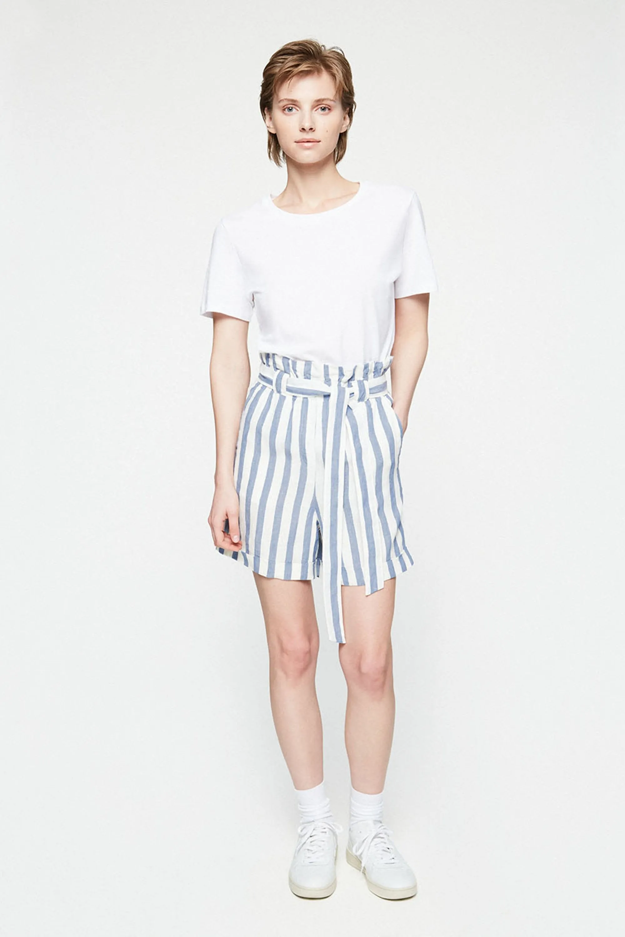 eliaa block stripe shorts breeze blue-off white