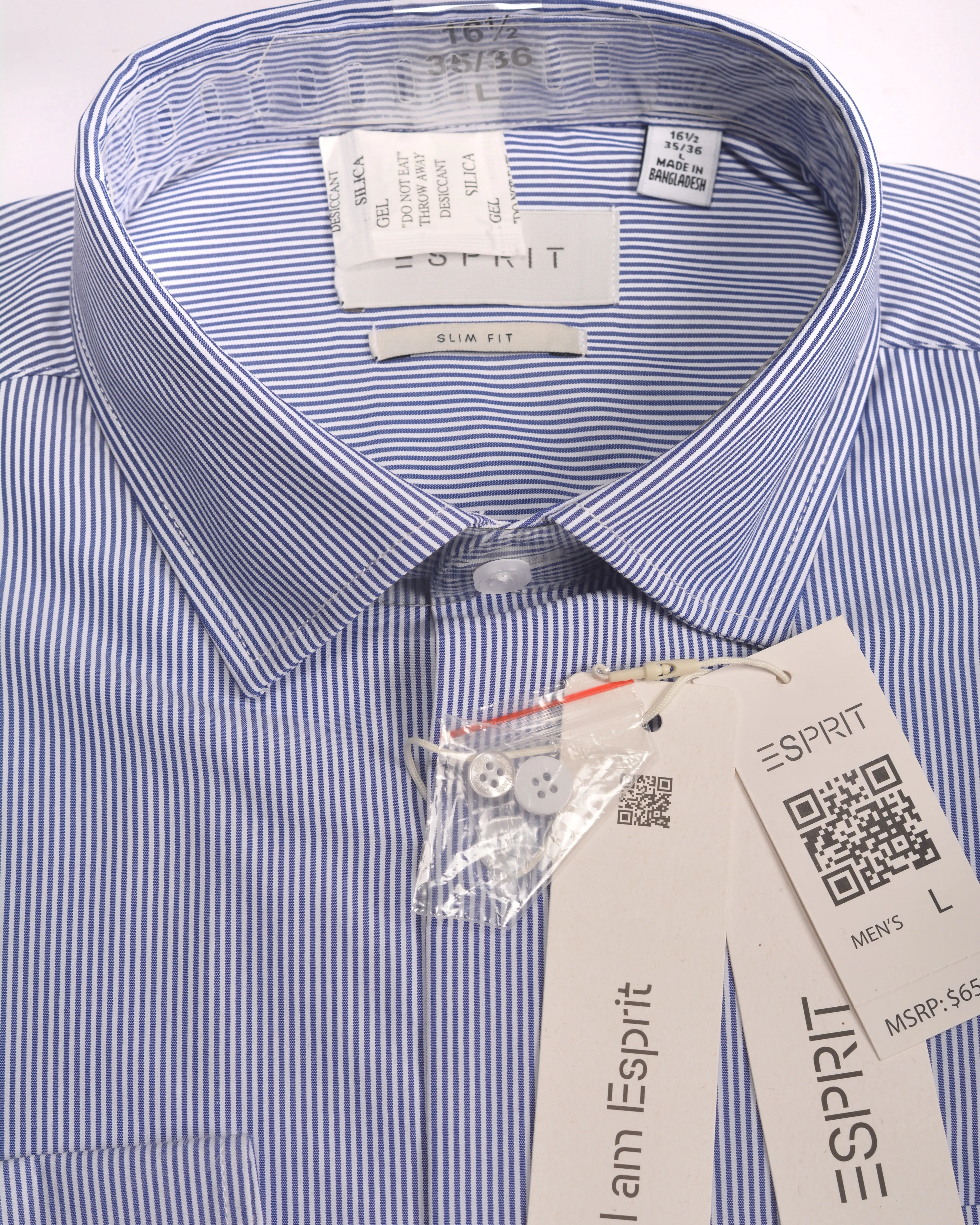 Esprit Slim fit sustainable cotton shirt Blue Stripe