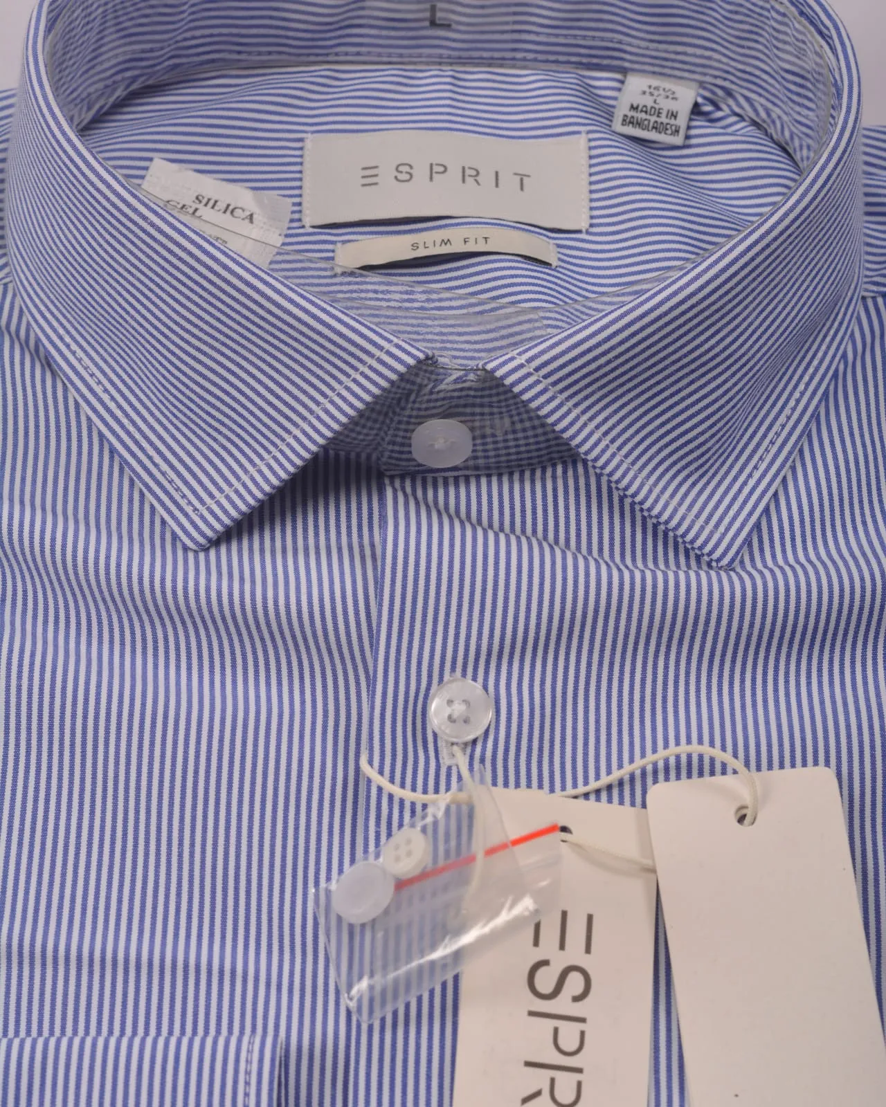 Esprit Slim fit sustainable cotton shirt Blue Stripe