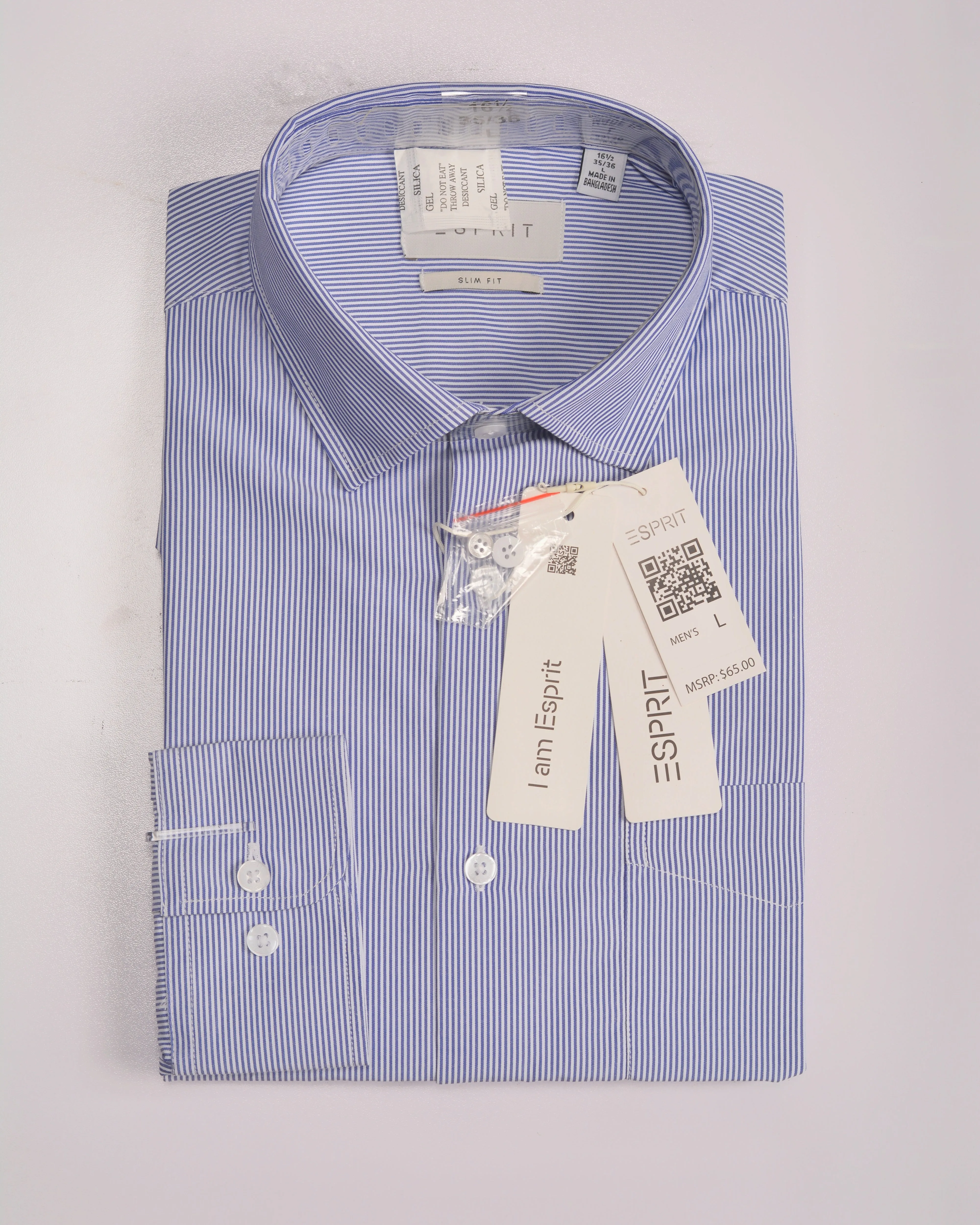 Esprit Slim fit sustainable cotton shirt Blue Stripe